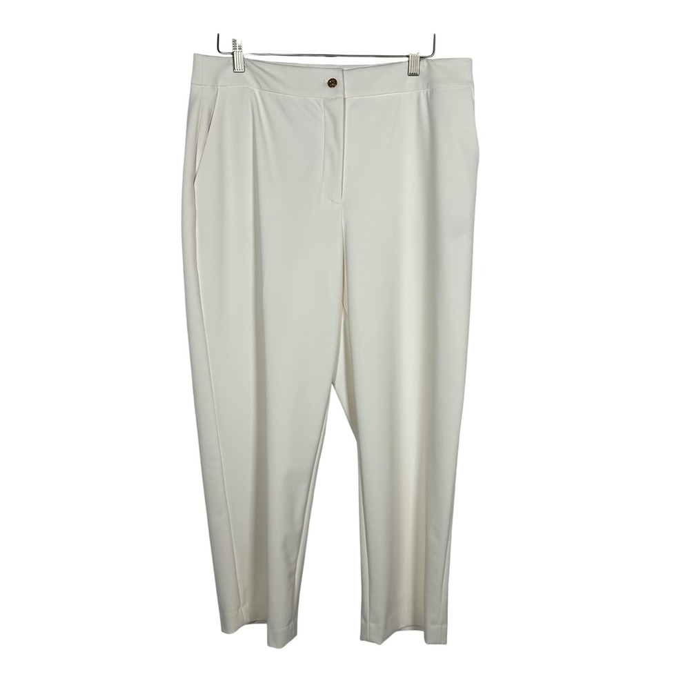 Donna Karan New York Cream Straight Leg Ankle‎ Pants 14 Minimalist Capsule Chic
